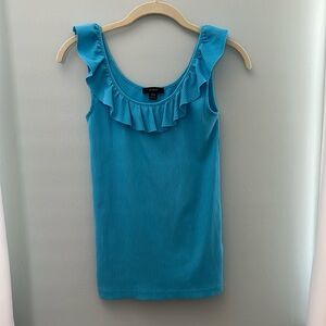J Crew Ribbed Tank with Ruffled Neckline